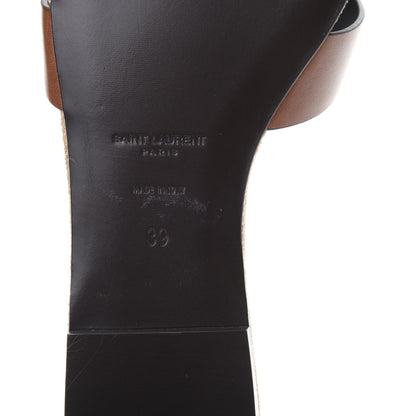 Saint Laurent Calfskin Canvas Tribute 05 Slide Sandals 39 Brown 9 of 11