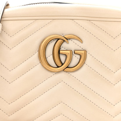 Gucci Calfskin Matelasse Small GG Marmont Chain Shoulder Bag White 8 of 15