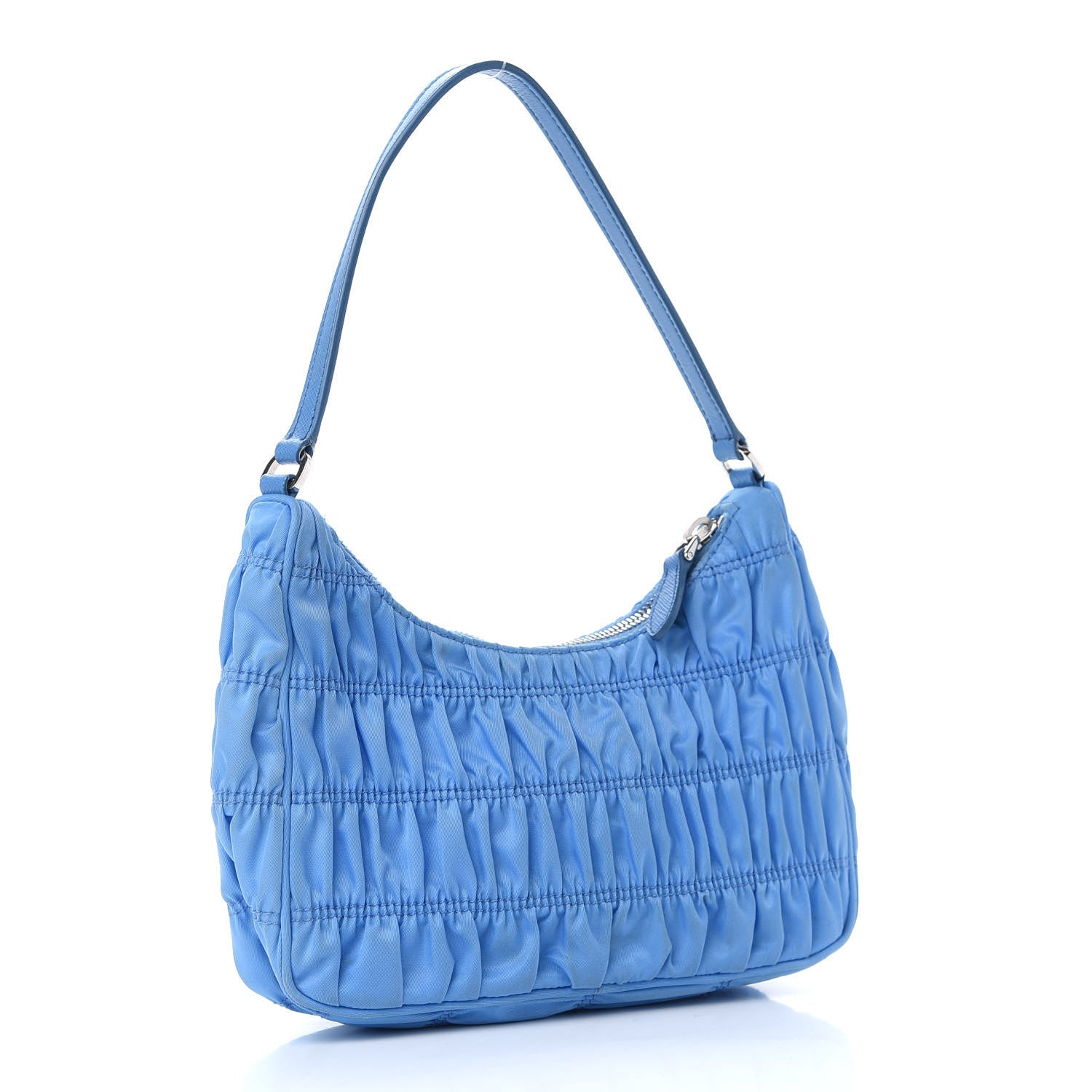 Prada Tessuto Nylon Gaufre Shoulder Bag Light Blue 3 of 11