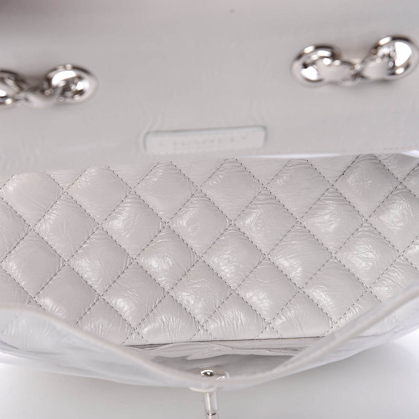 Crumpled Calfskin PVC Quilted Backpack White