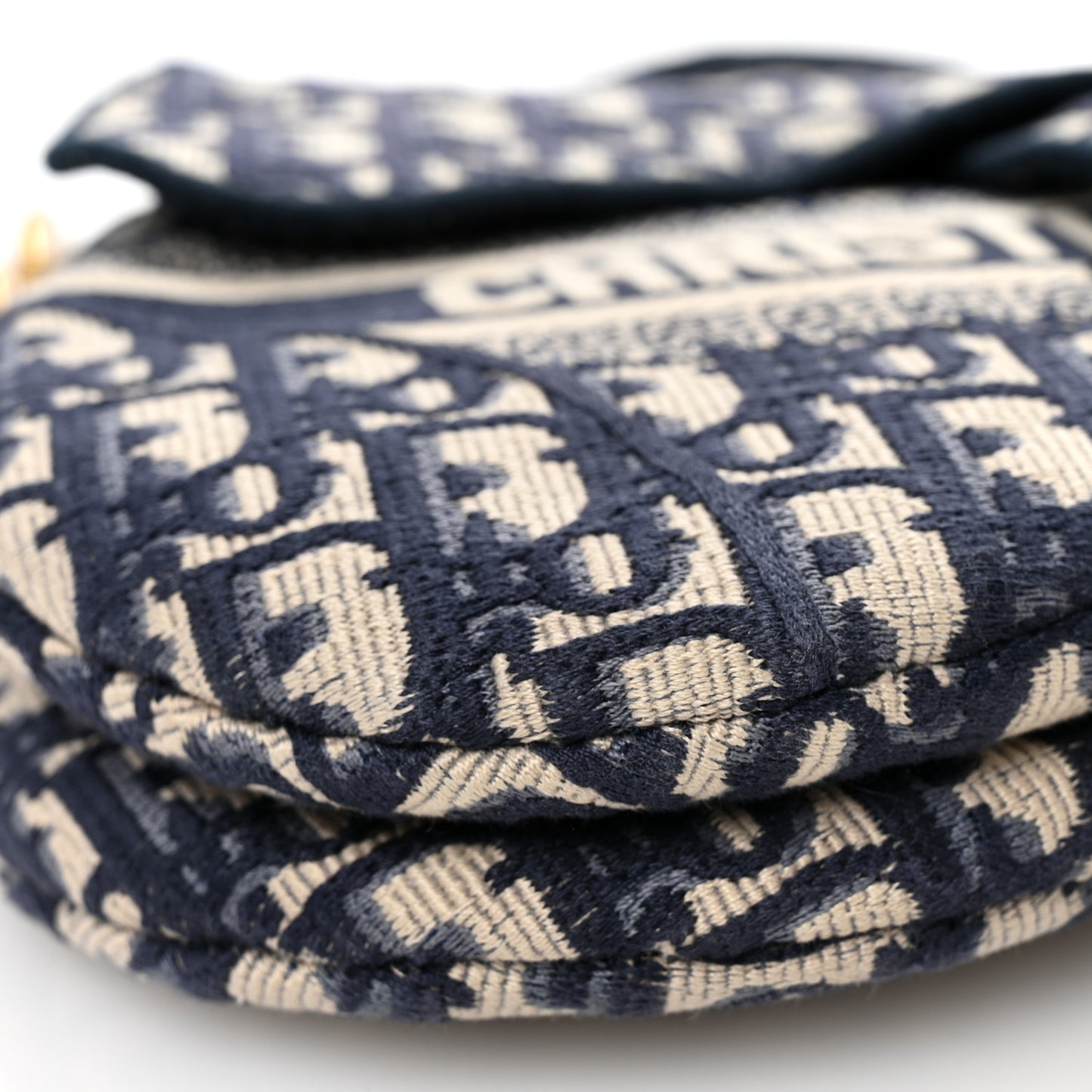 Oblique Embroidered Saddle Bag Blue