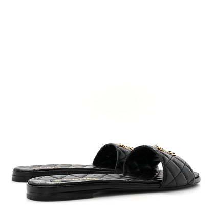 Chanel Shiny Goatskin Quilted CC Mules Sandals 40 Black 4 of 9