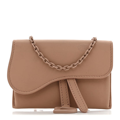 Christian Dior Ultra Matte Calfskin Nano Saddle Chain Pouch Rose Des Vents 1 of 11
