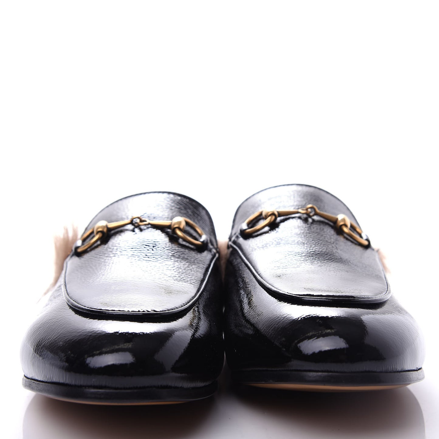 Patent Fur Womens Princetown Slippers 37.5 Black
