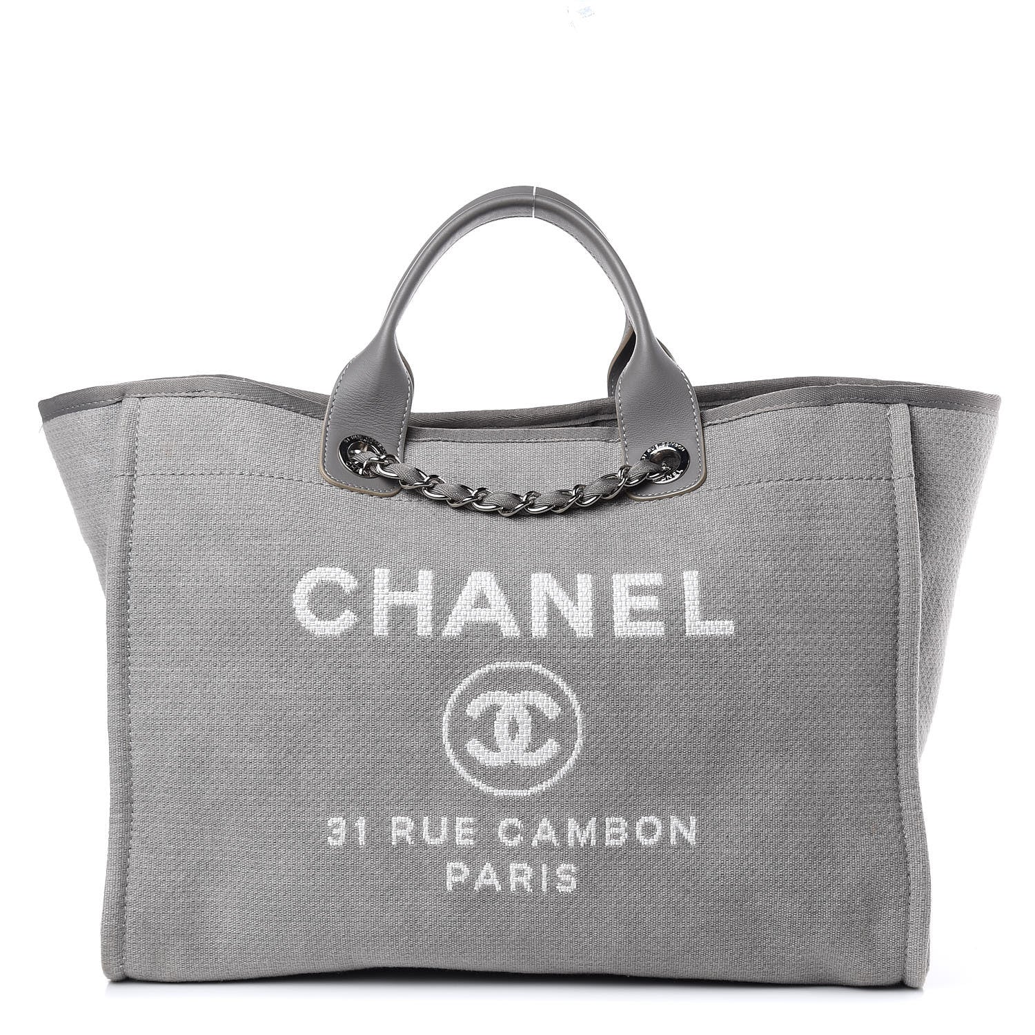 Chanel Canvas Large Deauville Tote Grey 1 of 10