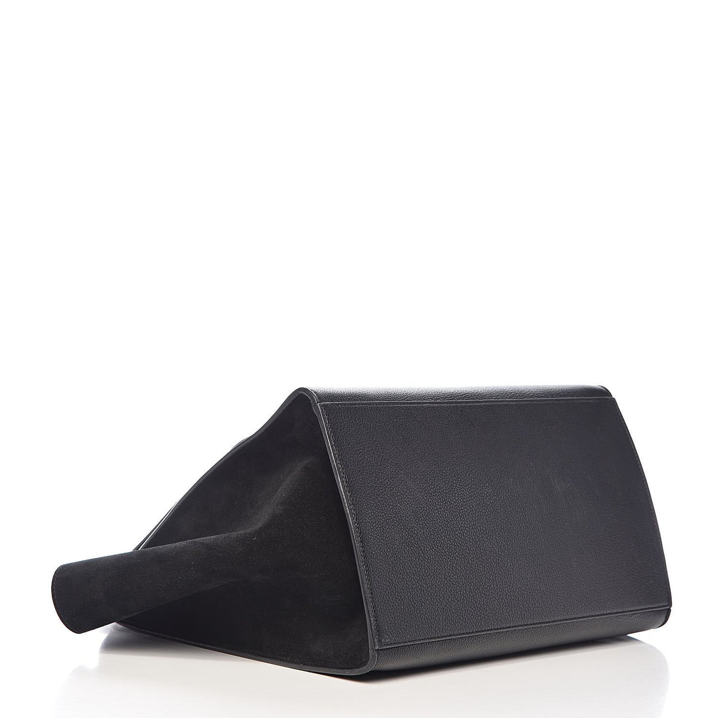 Drummed Calfskin Suede Large Trapeze Black