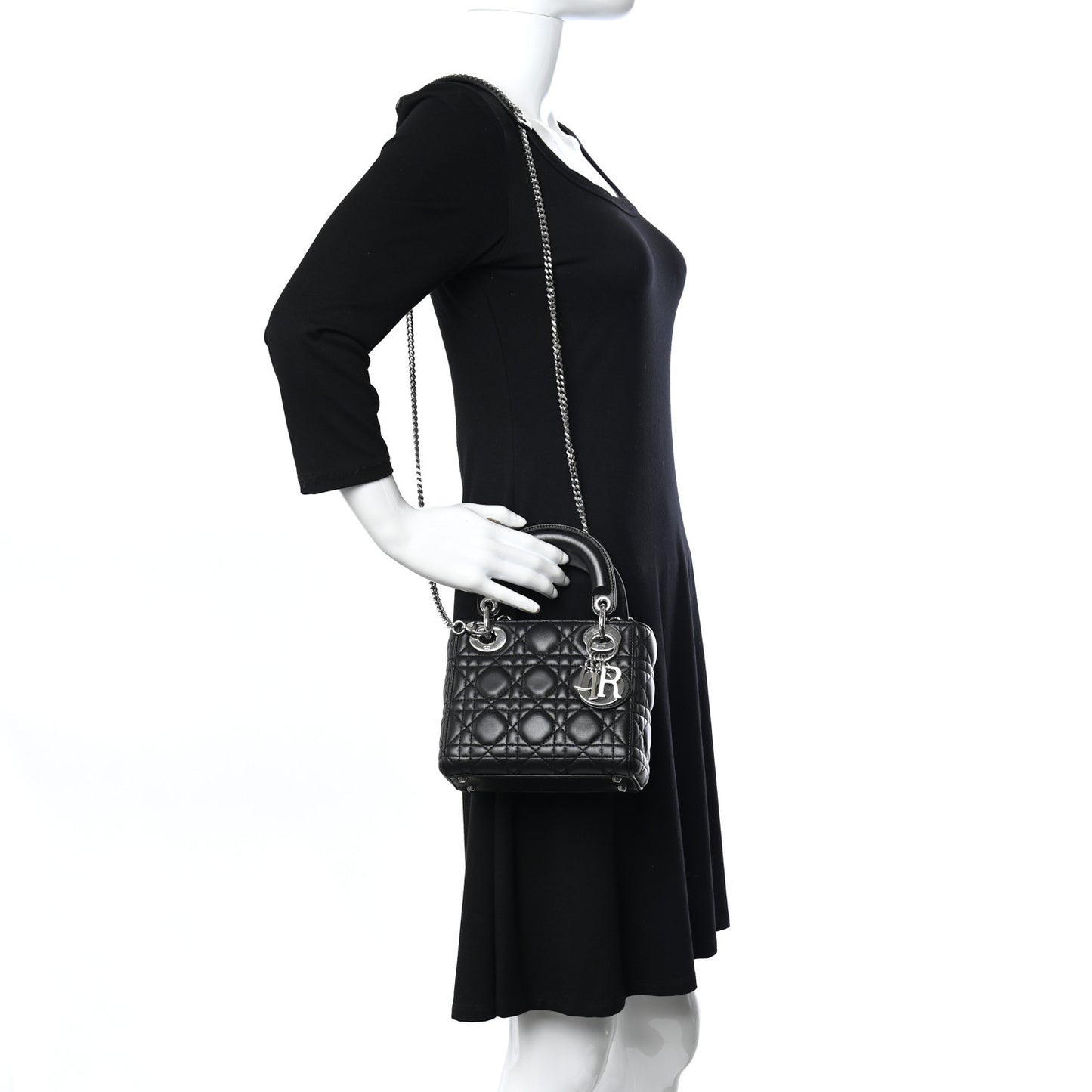 Lambskin Cannage Mini Lady Dior Black