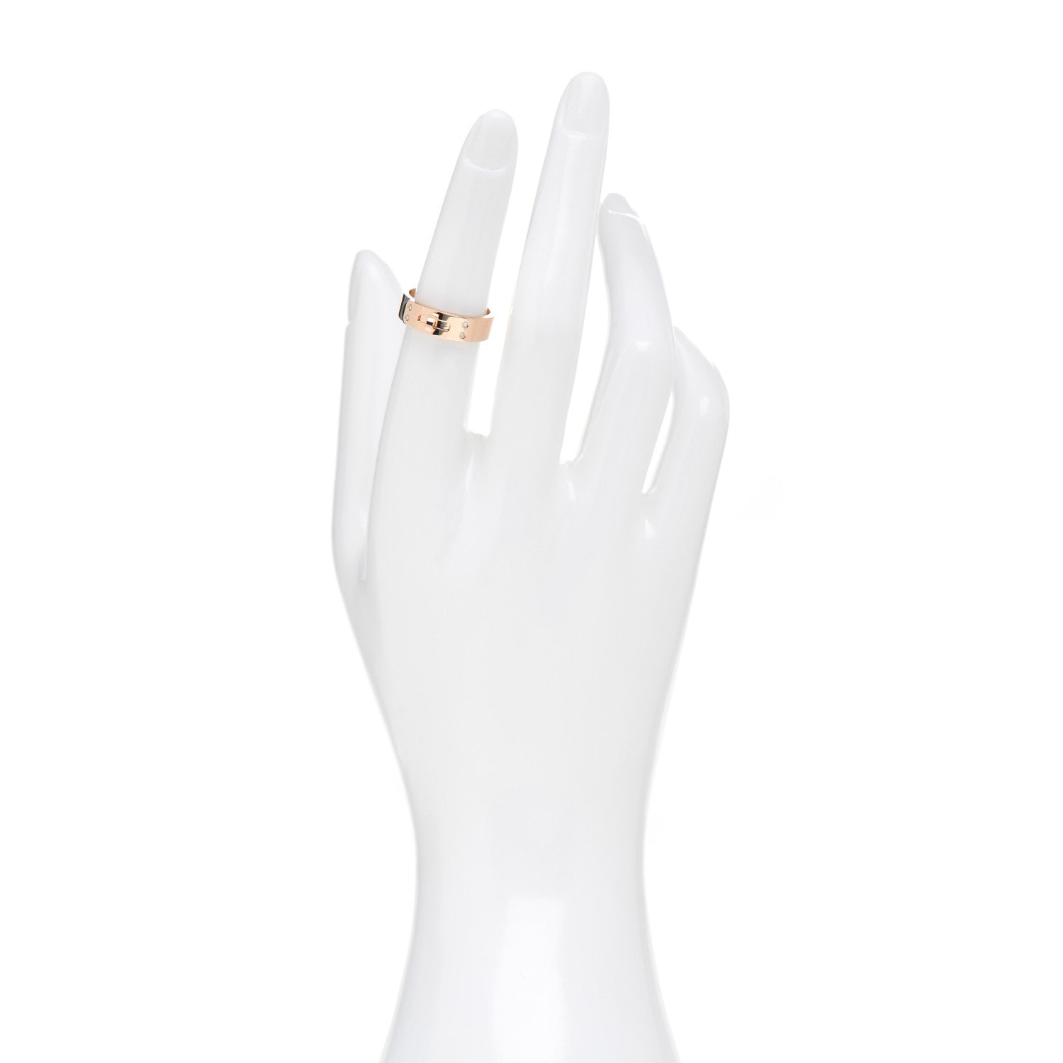 Hermes 18K Rose Gold Diamond PM Kelly Ring 51 5.75 2 of 5