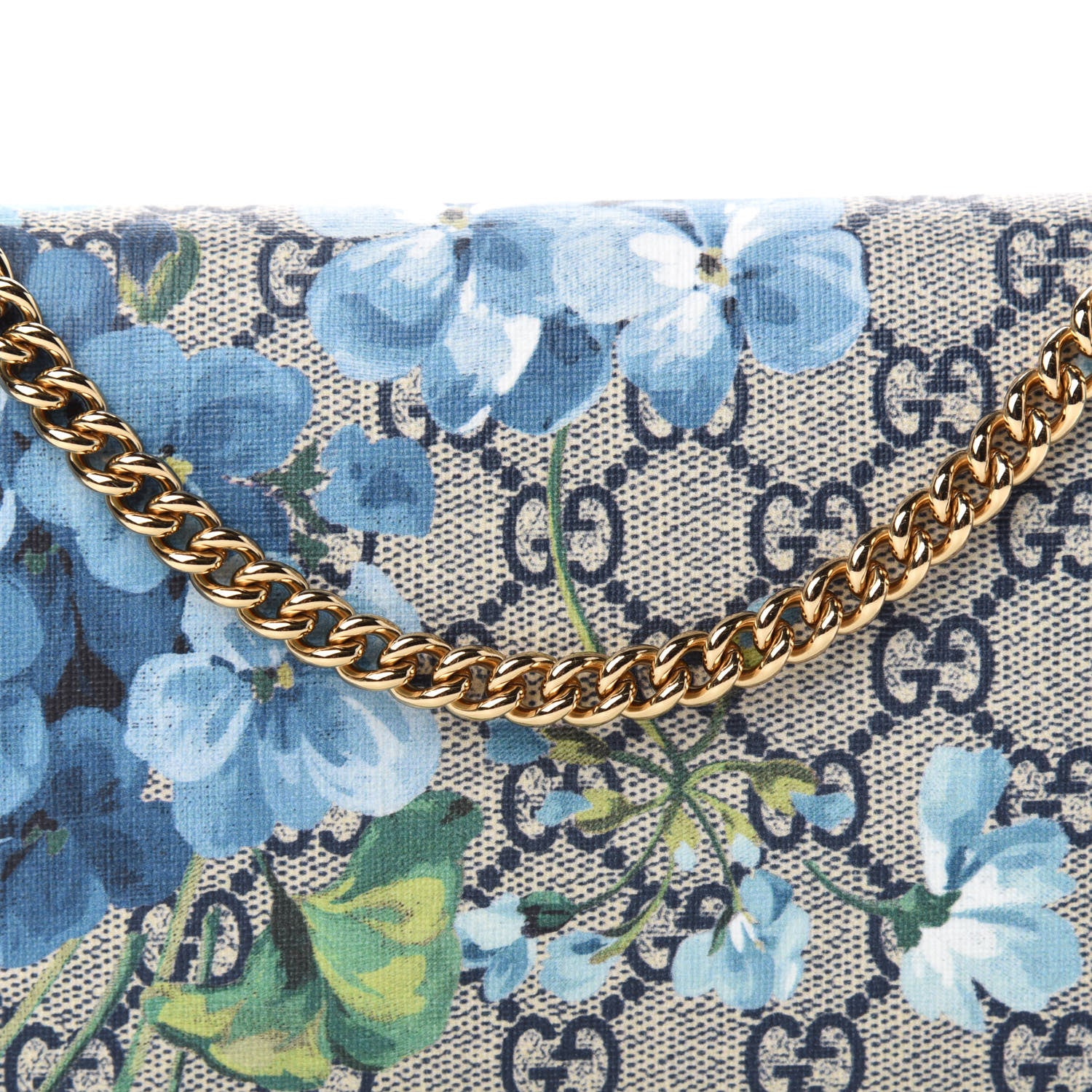 Gucci GG Supreme Monogram Blooms Chain Wallet Blue 10 of 11