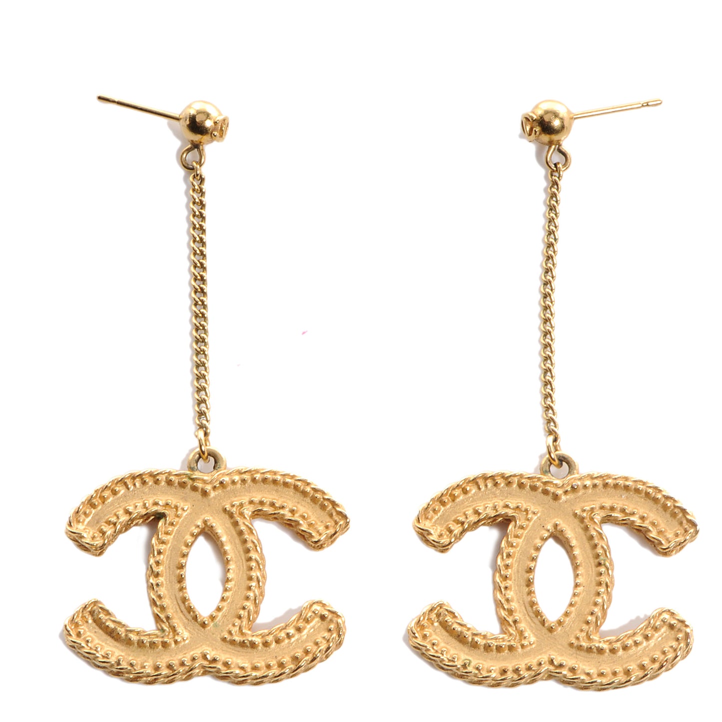 CC Drop Earrings Matte Gold