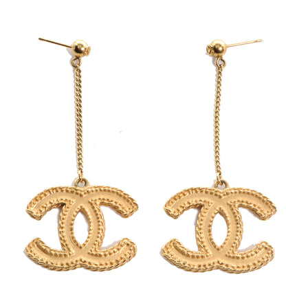 Chanel CC Drop Earrings Matte Gold 1 of 5