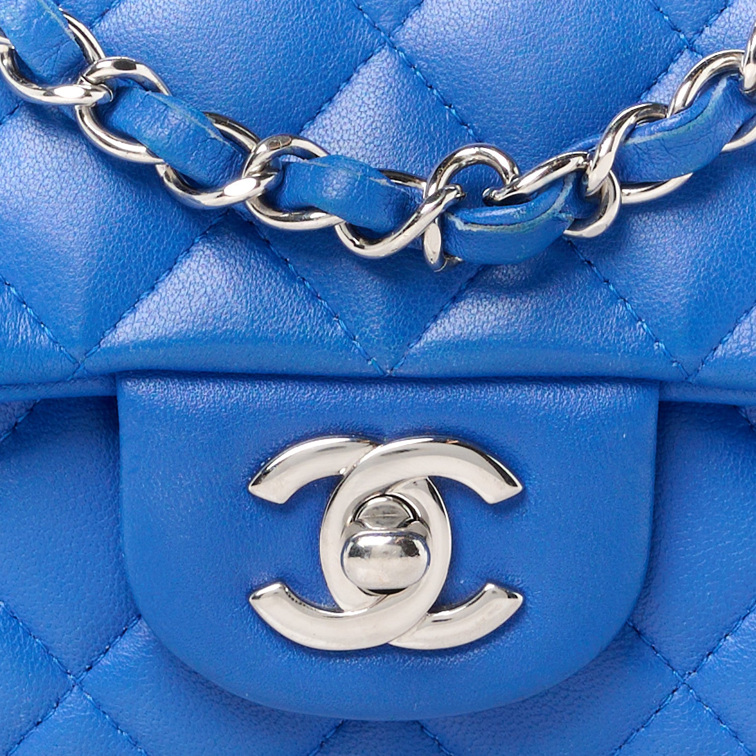 Chanel Lambskin Quilted Mini Rectangular Flap Blue 9 of 11