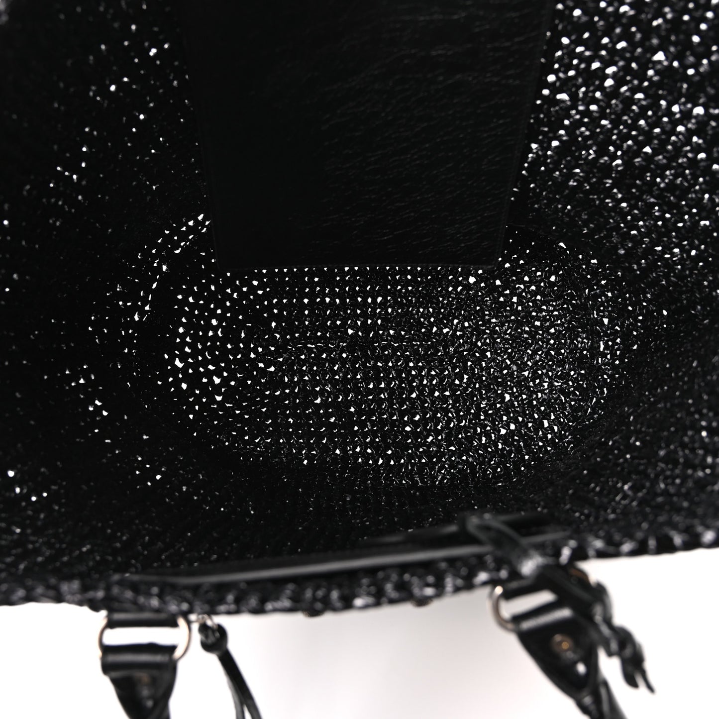 Raffia Woven Le Cagole Panier Tote Bag Black