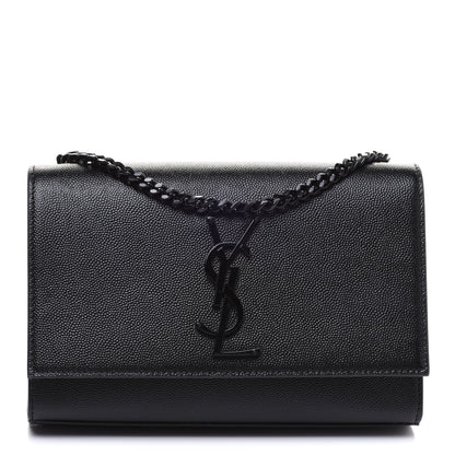 Saint Laurent Grain De Poudre Small Monogram Kate Satchel Black 1 of 9
