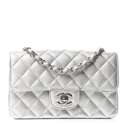 Chanel Metallic Lambskin Quilted Mini Rectangular Flap Silver 1 of 11