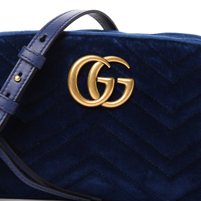 Gucci Velvet Matelasse Small GG Marmont Chain Shoulder Bag Cobalt 10 of 10