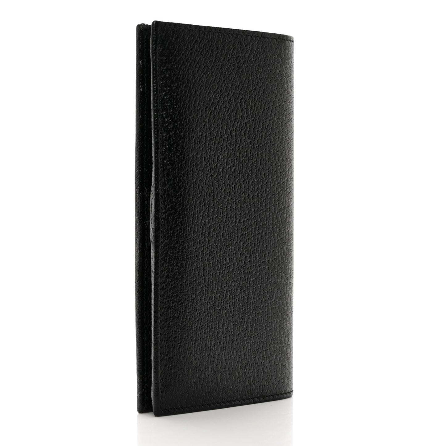Textured Dollar Calfskin Horsebit Long Wallet with Insert Black