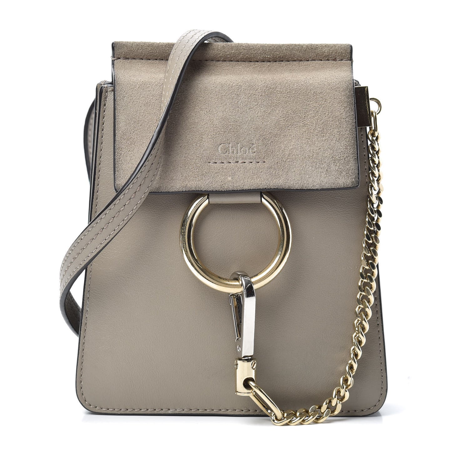 Suede Calfskin Mini Faye Bracelet Bag Motty Grey