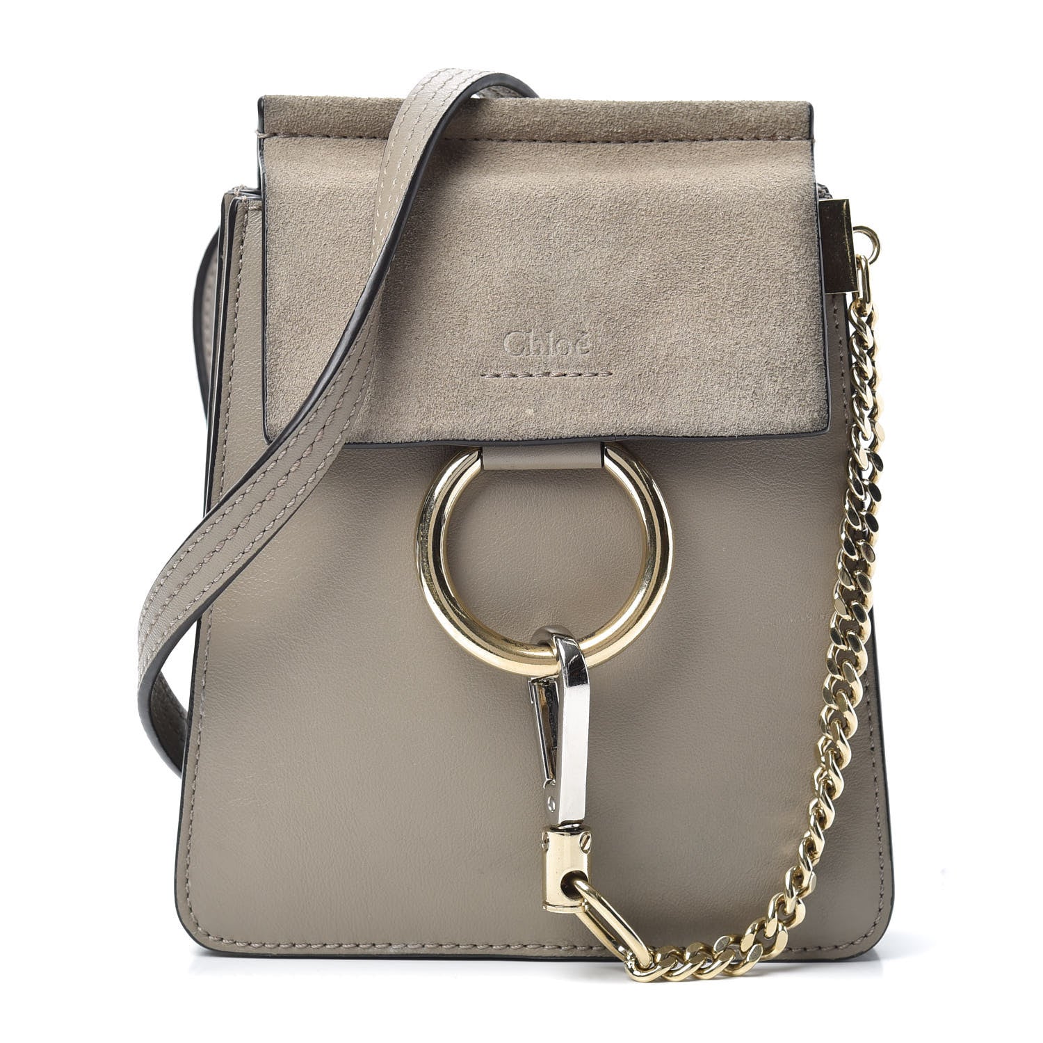 Chloe Suede Calfskin Mini Faye Bracelet Bag Motty Grey 1 of 9