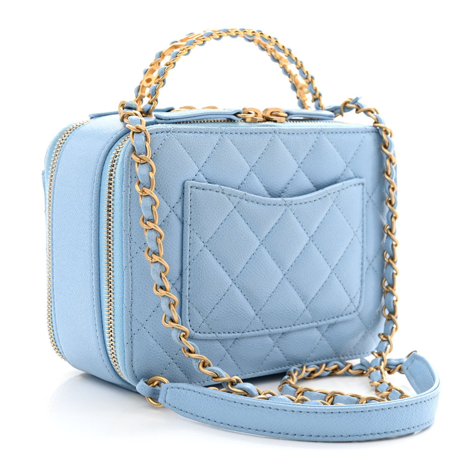 Chanel Caviar Quilted Small Pick Me Up Vanity Case Light Blue 3 of 13
