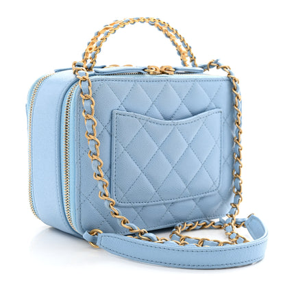 Chanel Caviar Quilted Small Pick Me Up Vanity Case Light Blue 3 of 13