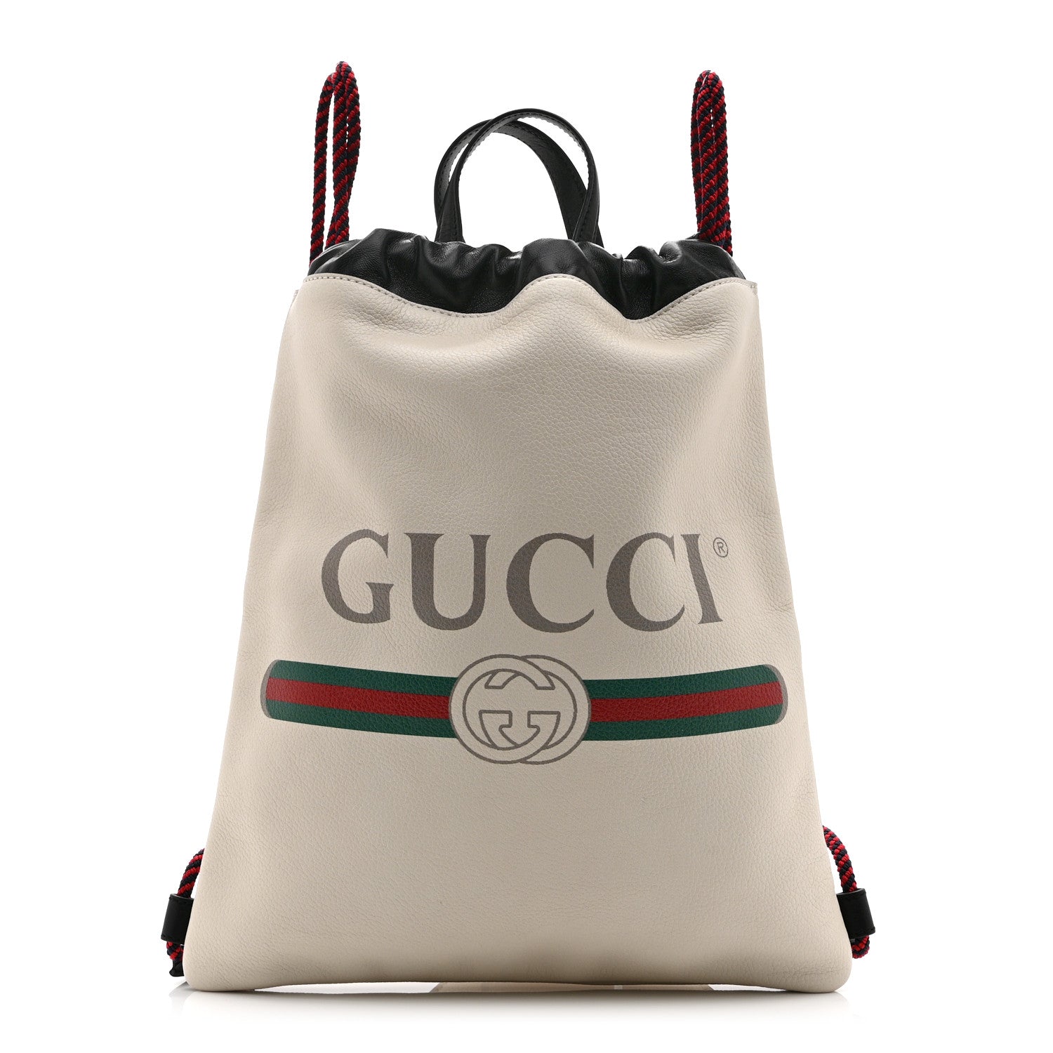 Gucci Calfskin Logo Drawstring Backpack Mystic White 1 of 11