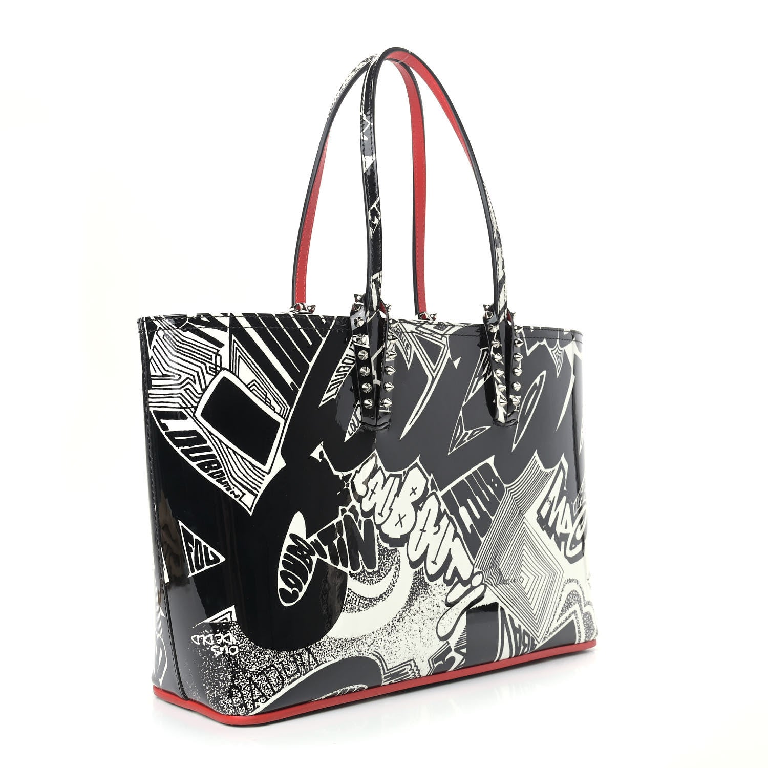Christian Louboutin Patent Metro Graf Spikes East West Cabata Tote Black 3 of 8