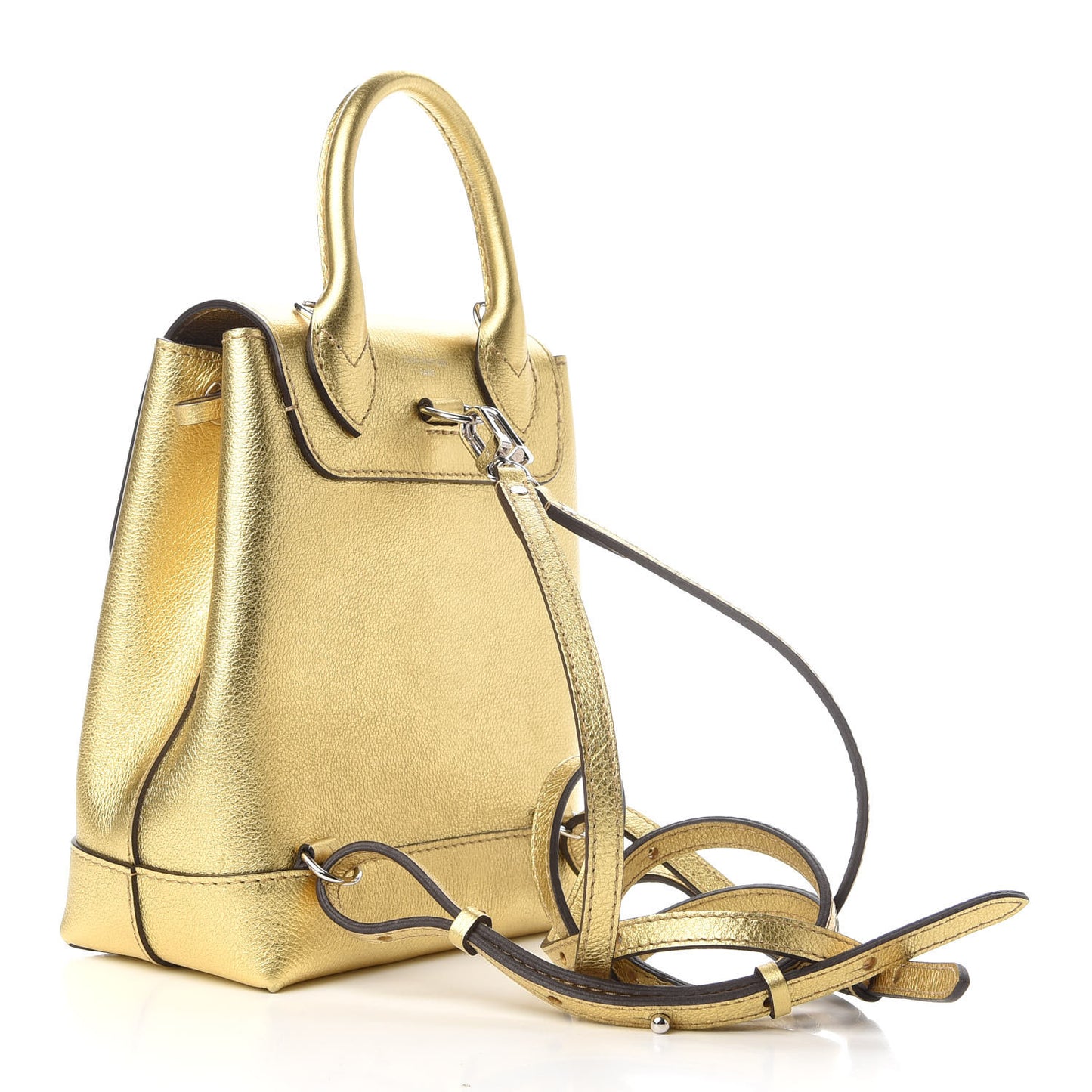 Metallic Calfskin Lockme Mini Backpack Gold