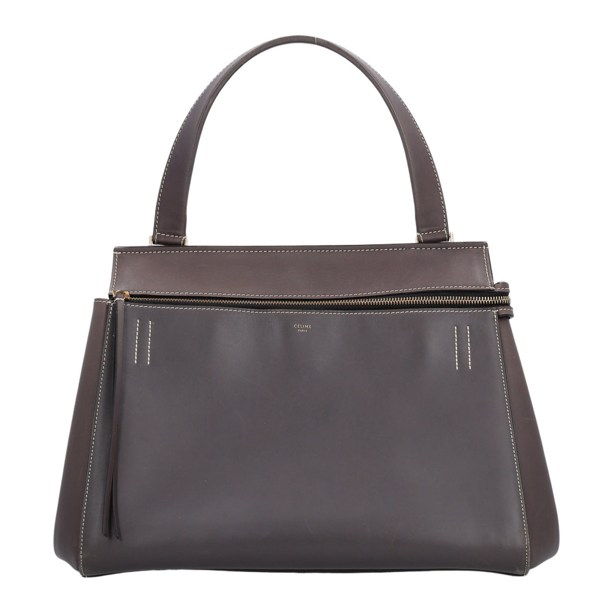 Smooth Calfskin Medium Edge Shoulder Bag Grey