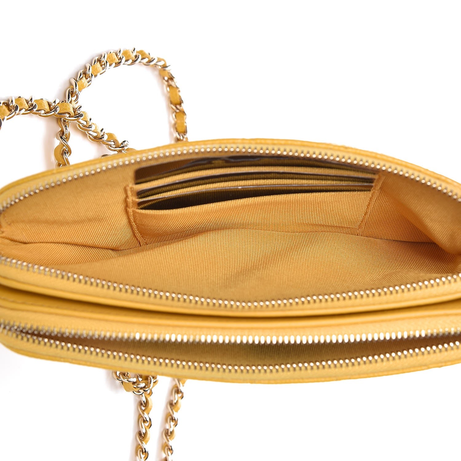 Chanel Caviar Quilted Small Clutch With Chain Yellow 7 of 9