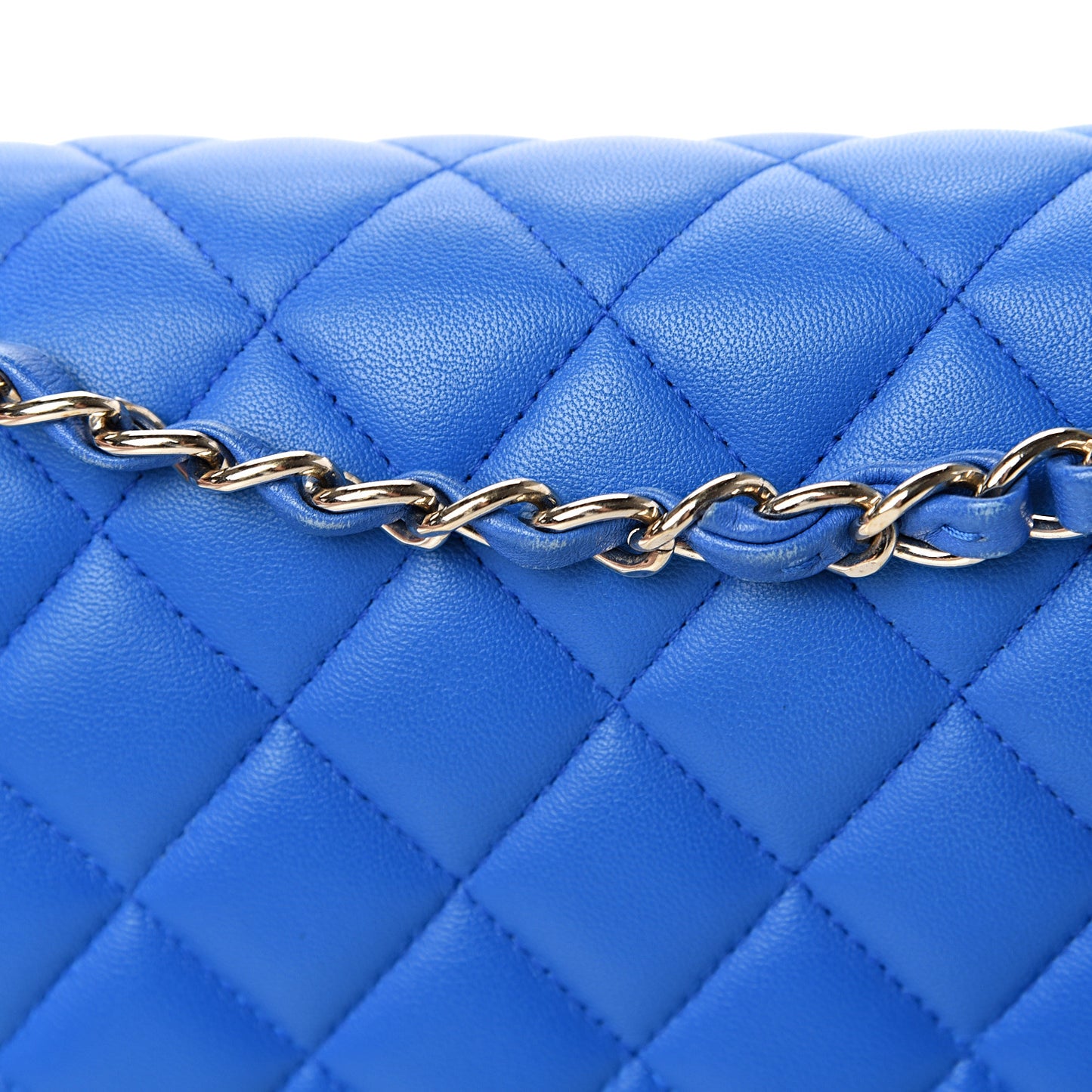 Lambskin Quilted Medium Double Flap Blue