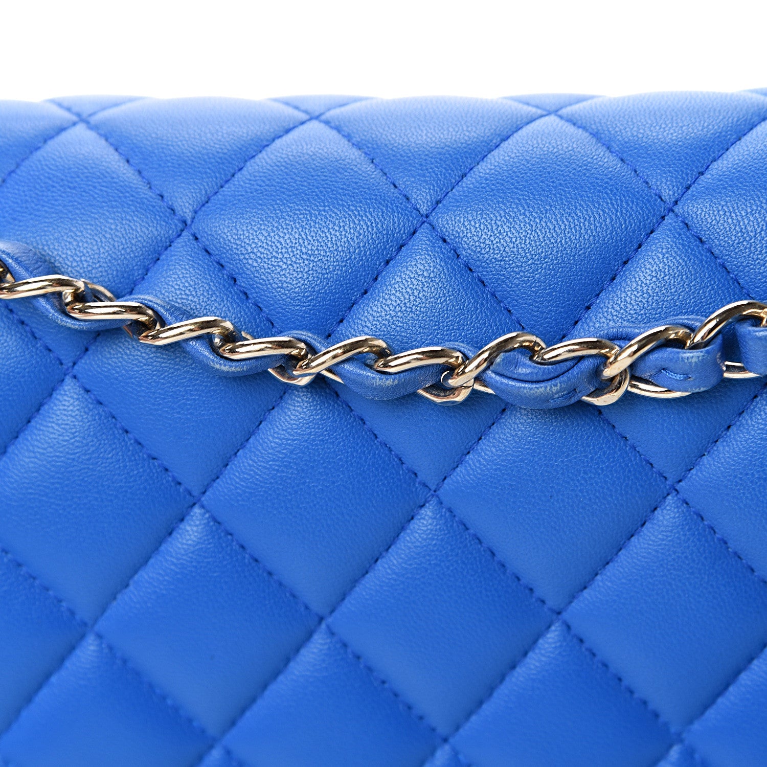 Chanel Lambskin Quilted Medium Double Flap Blue 13 of 14