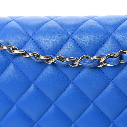 Chanel Lambskin Quilted Medium Double Flap Blue 13 of 14