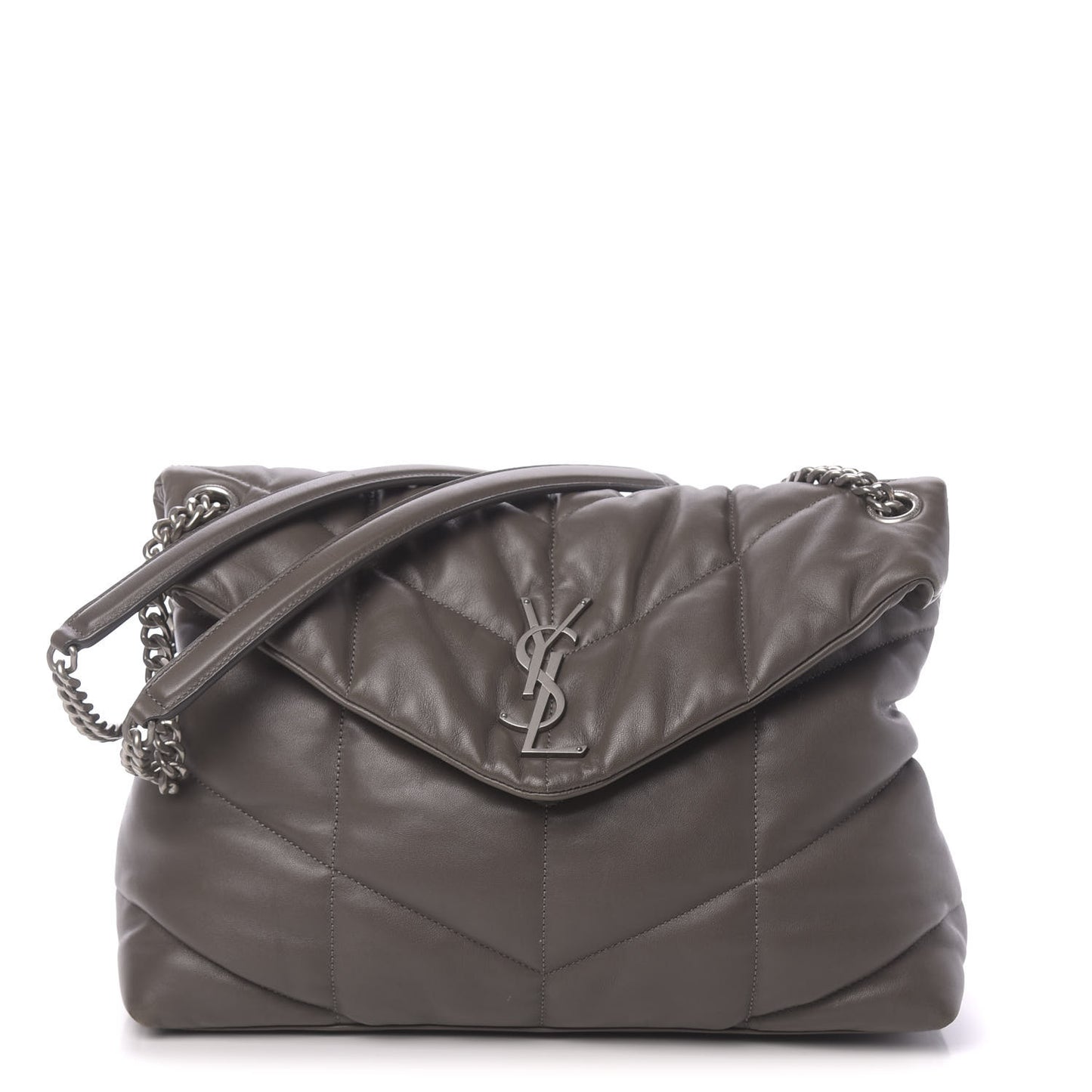 Calfskin Y Quilted Monogram Medium Loulou Chain Satchel Concrete