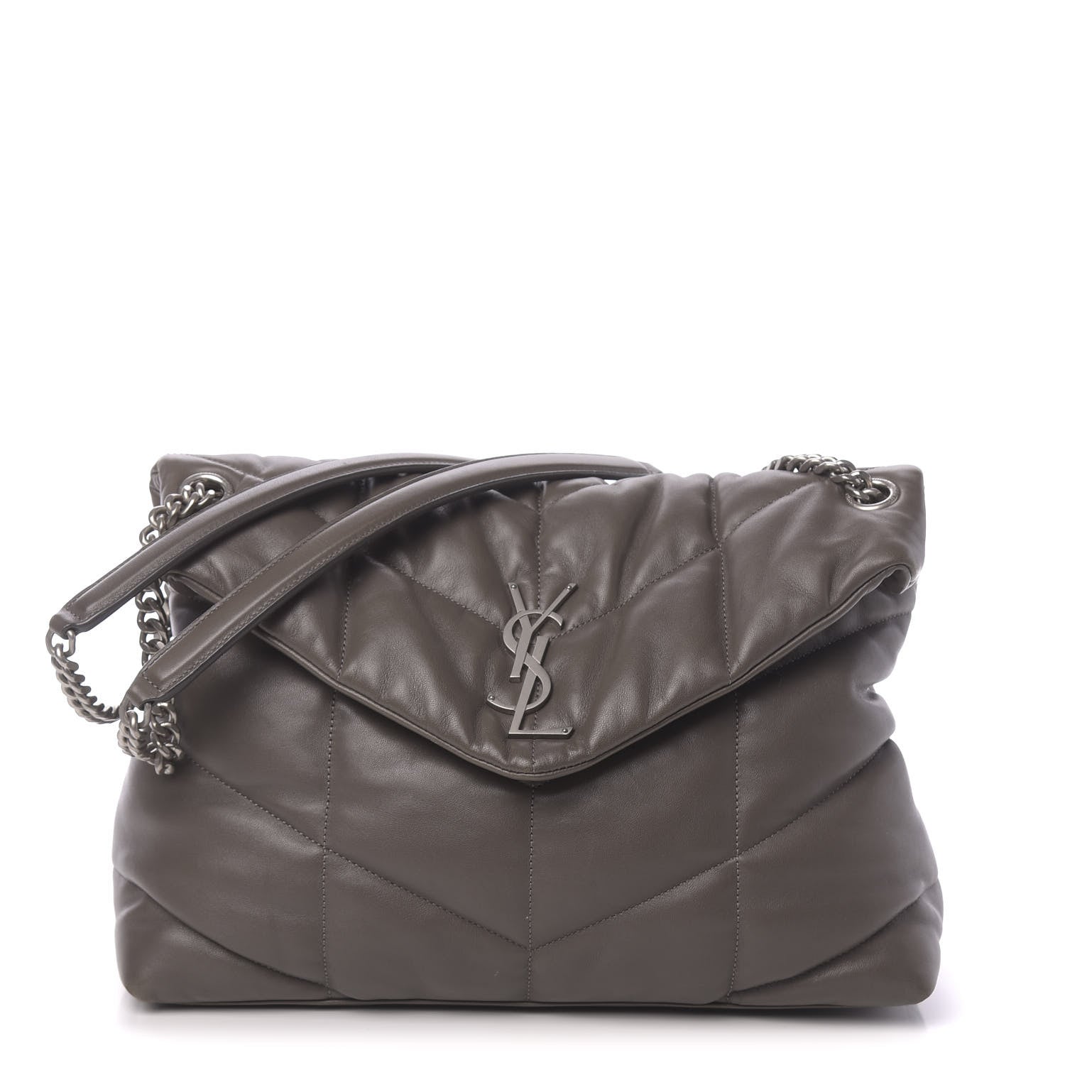 Saint Laurent Calfskin Y Quilted Monogram Medium Loulou Chain Satchel Concrete 1 of 9
