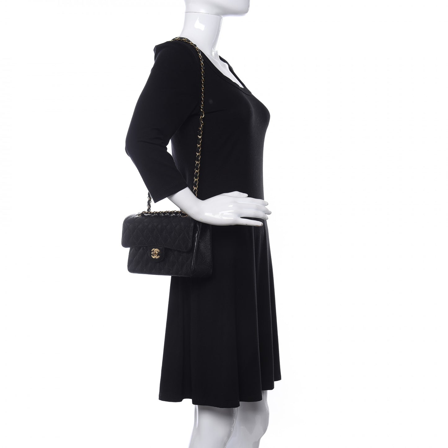 Caviar Quilted Small Double Flap Black