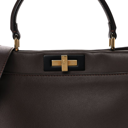 Fendi Vitello Seta Shiny Nappa Medium Peekaboo Iconic Satchel Moresco Rosa Doll 8 of 10