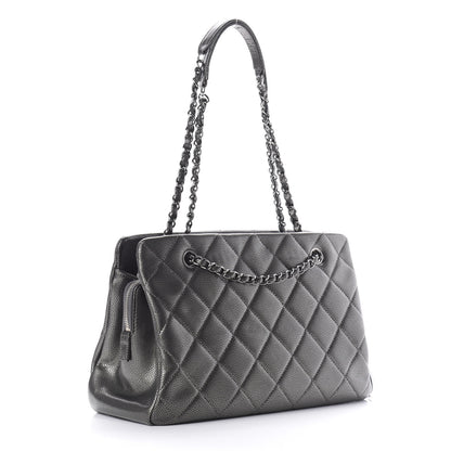 Chanel Metallic Caviar Quilted CC Tote Dark Silver 6 of 22