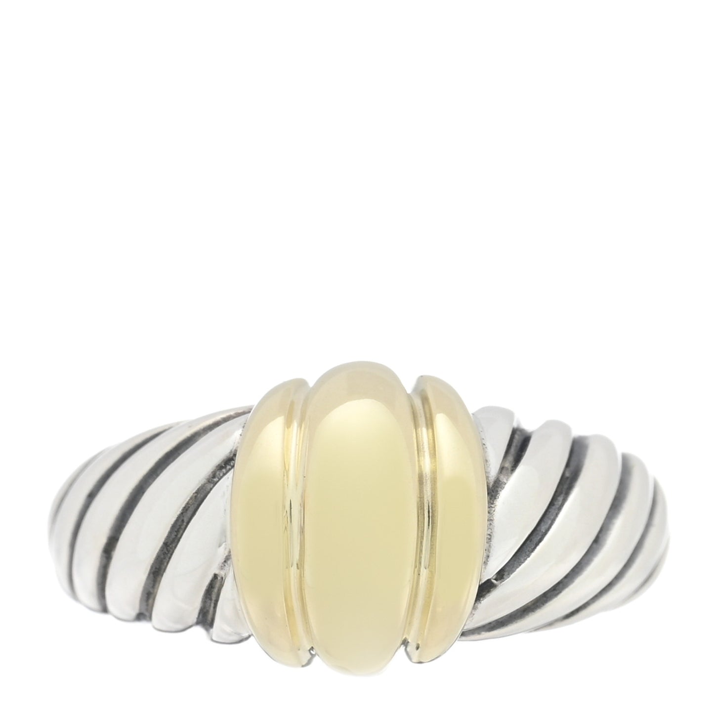 Sterling Silver 14K Yellow Gold Thoroughbred Cable Ring 52 6