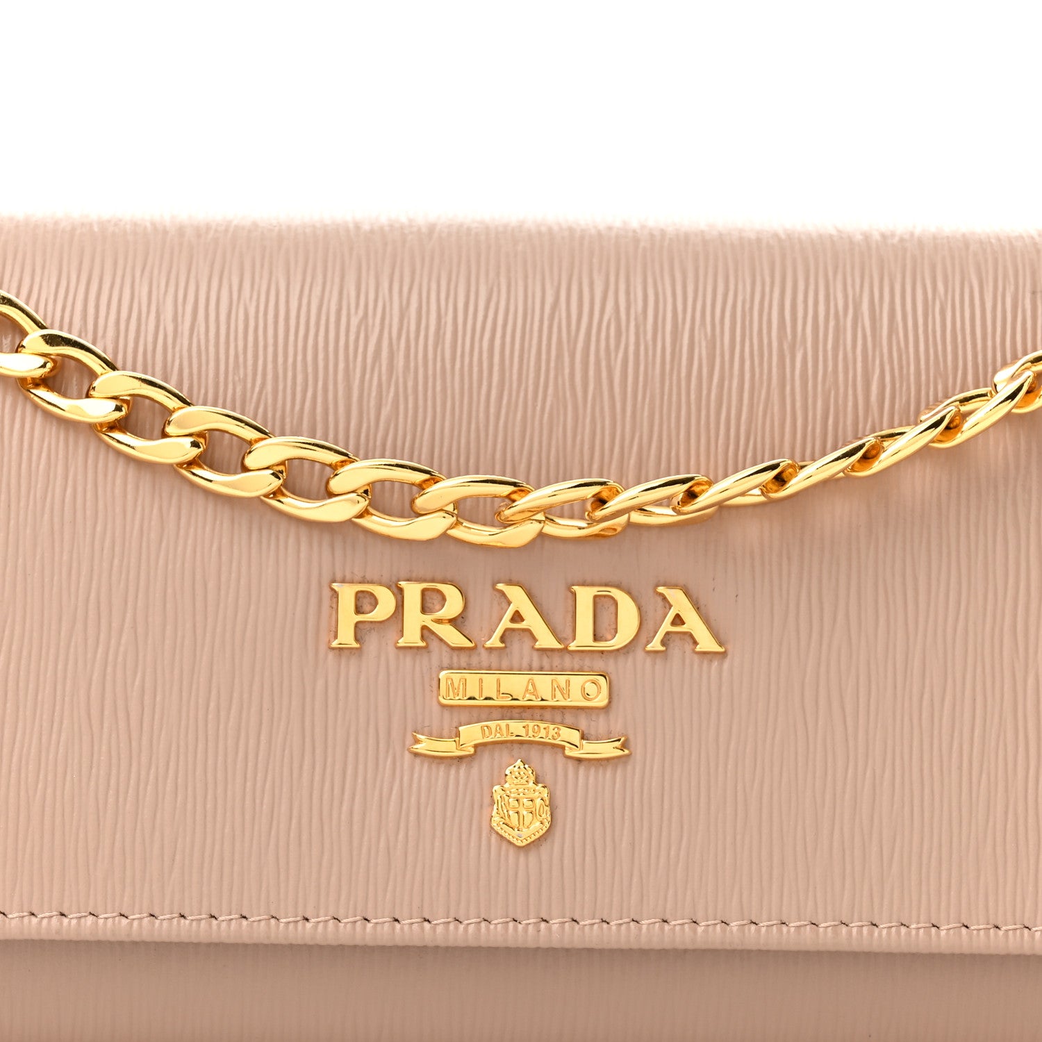 Prada Vitello Move Metal Oro Chain Wallet Cipria 7 of 9