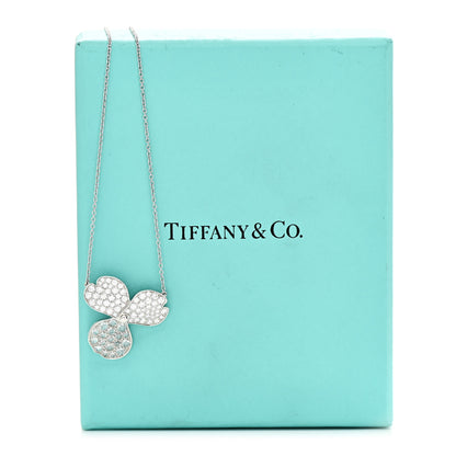 Tiffany Platinum Diamond Large Paper Flowers Pave Pendant Necklace 6 of 6