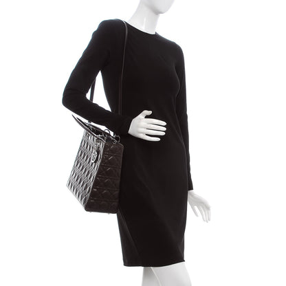Christian Dior Lambskin Cannage Large Lady Dior Dark Brown 2 of 11