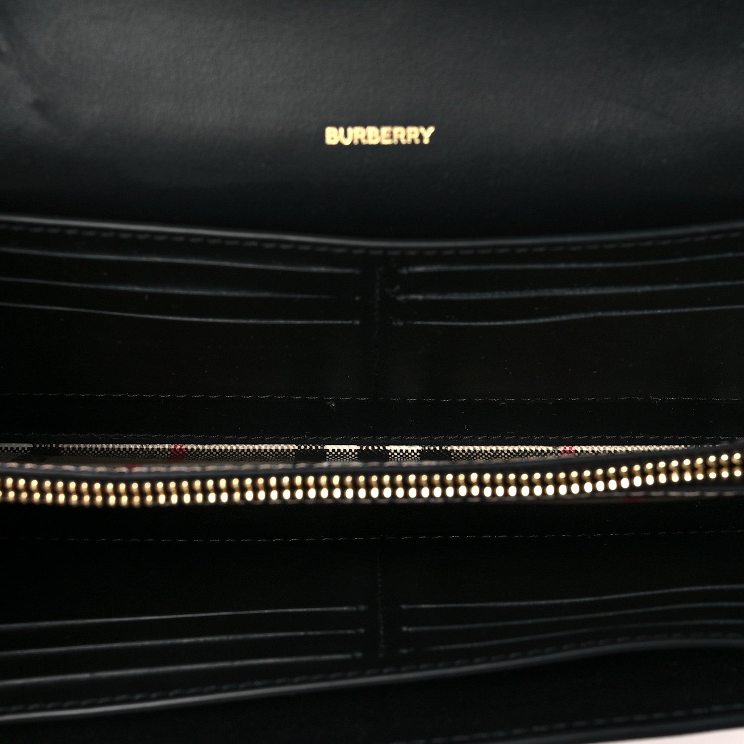 Burberry Calfskin Vintage Check Hannah Wallet with Detachable Strap Black 4 of 7