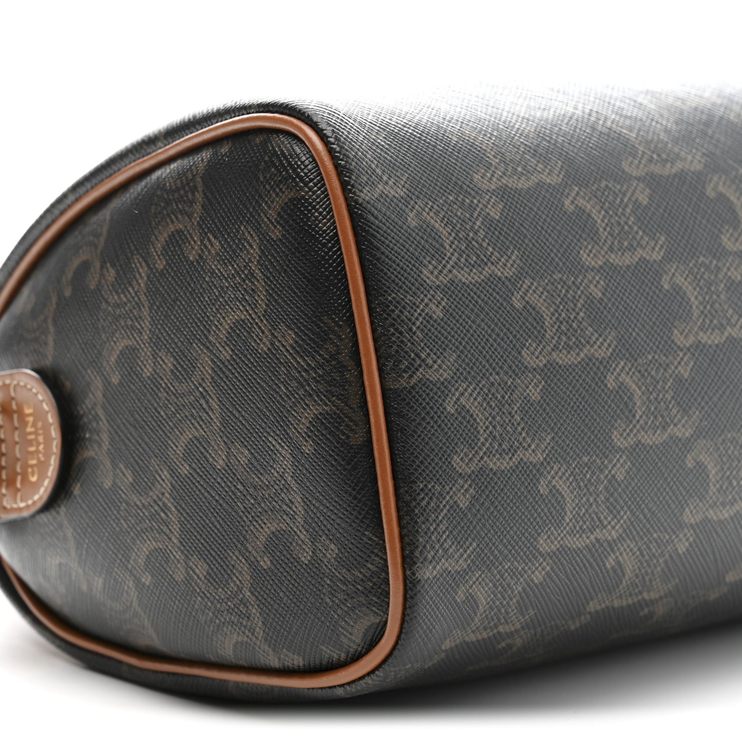 Triomphe Canvas Calfskin Small Boston Bag Tan