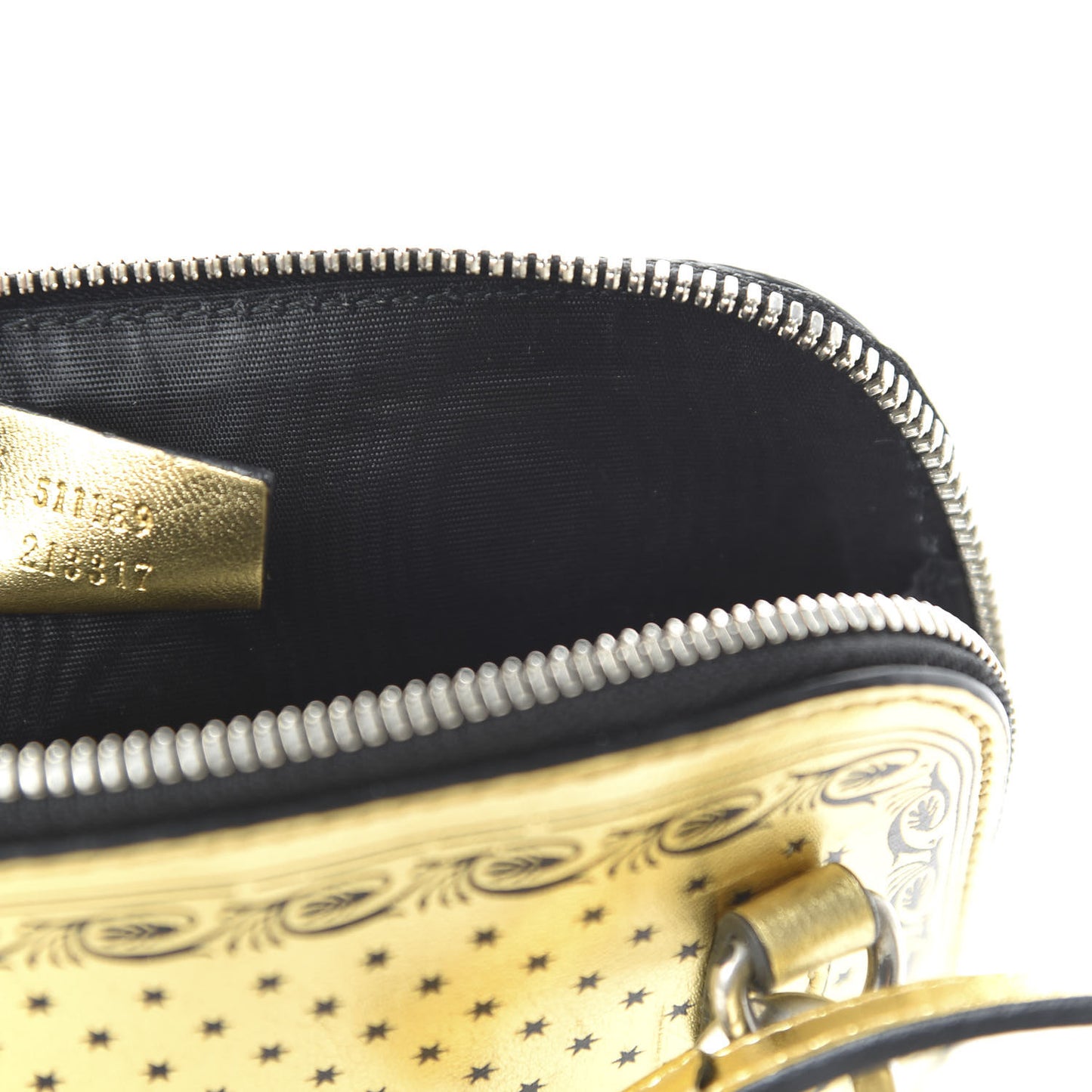 X SEGA Calfskin GUCCY Stars Mini Dome Shoulder Bag Gold