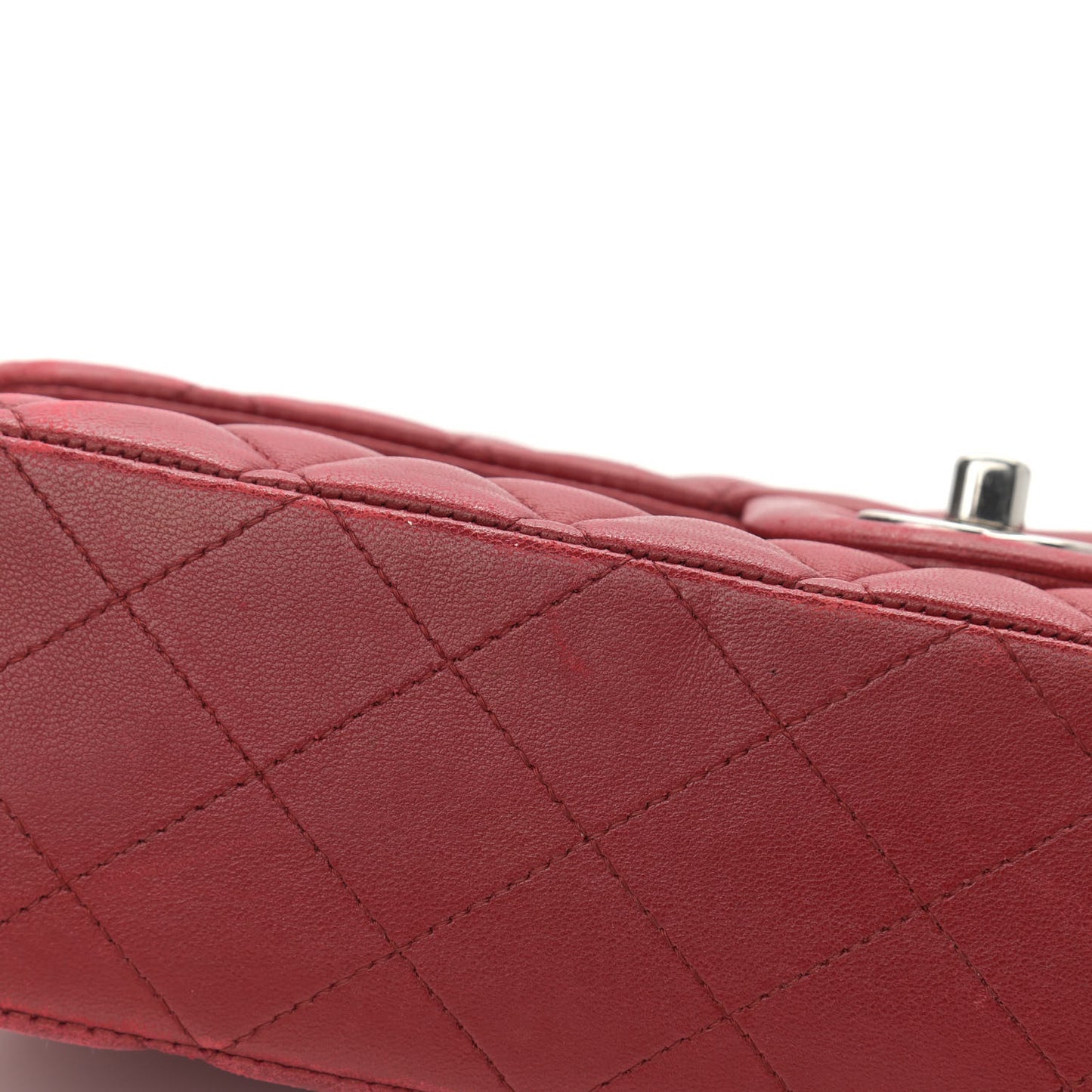 Lambskin Quilted Medium Double Flap Red