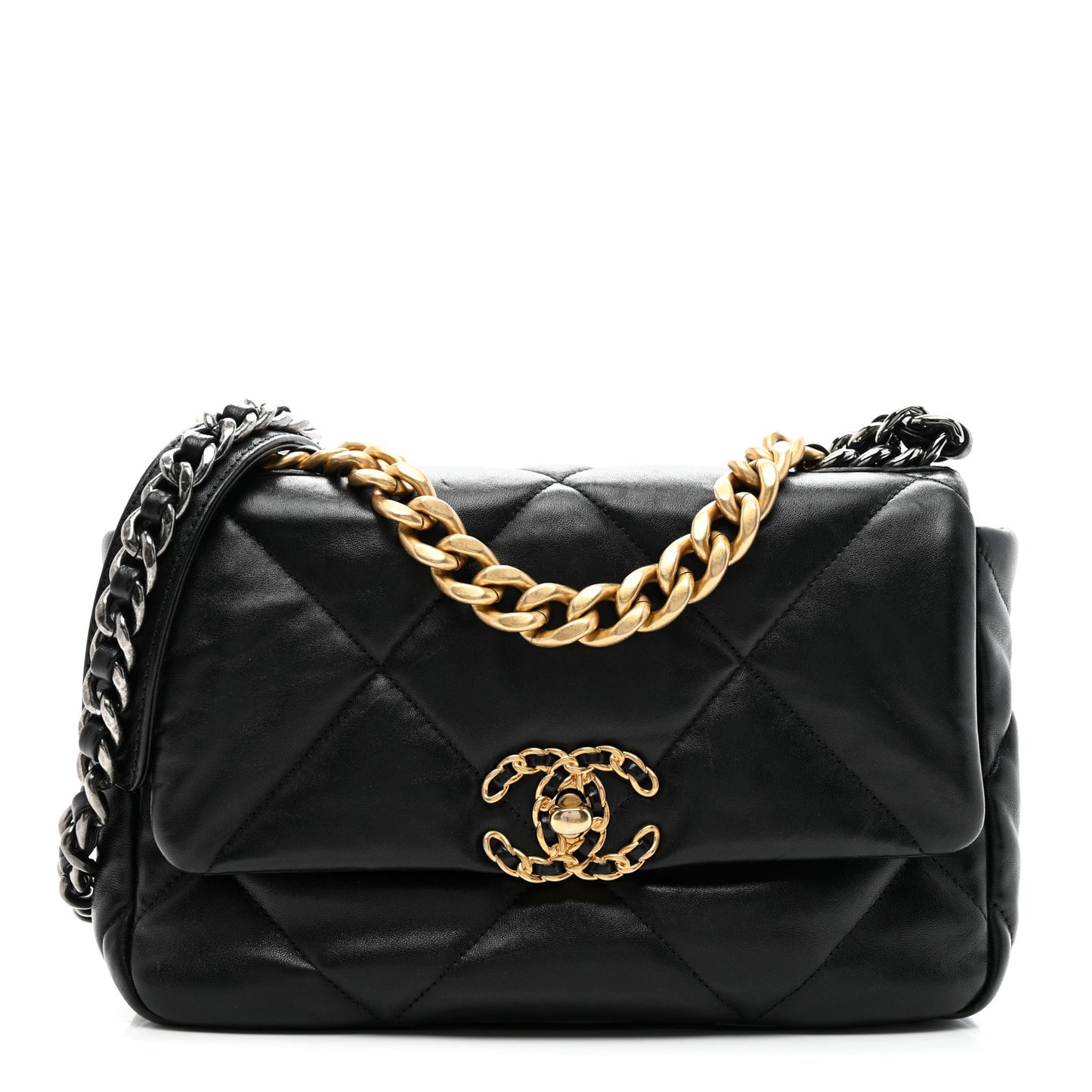 Lambskin Quilted Medium Chanel 19 Flap Black