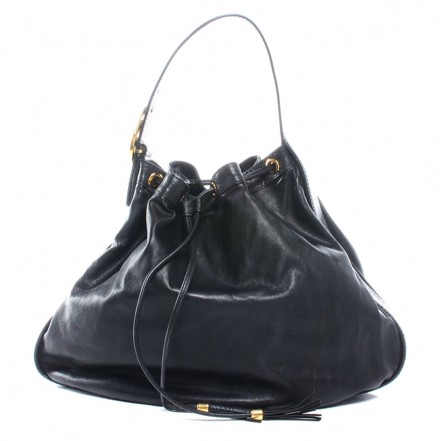 Pebbled Calfskin Medium Interlocking Icon Shoulder Bag Black