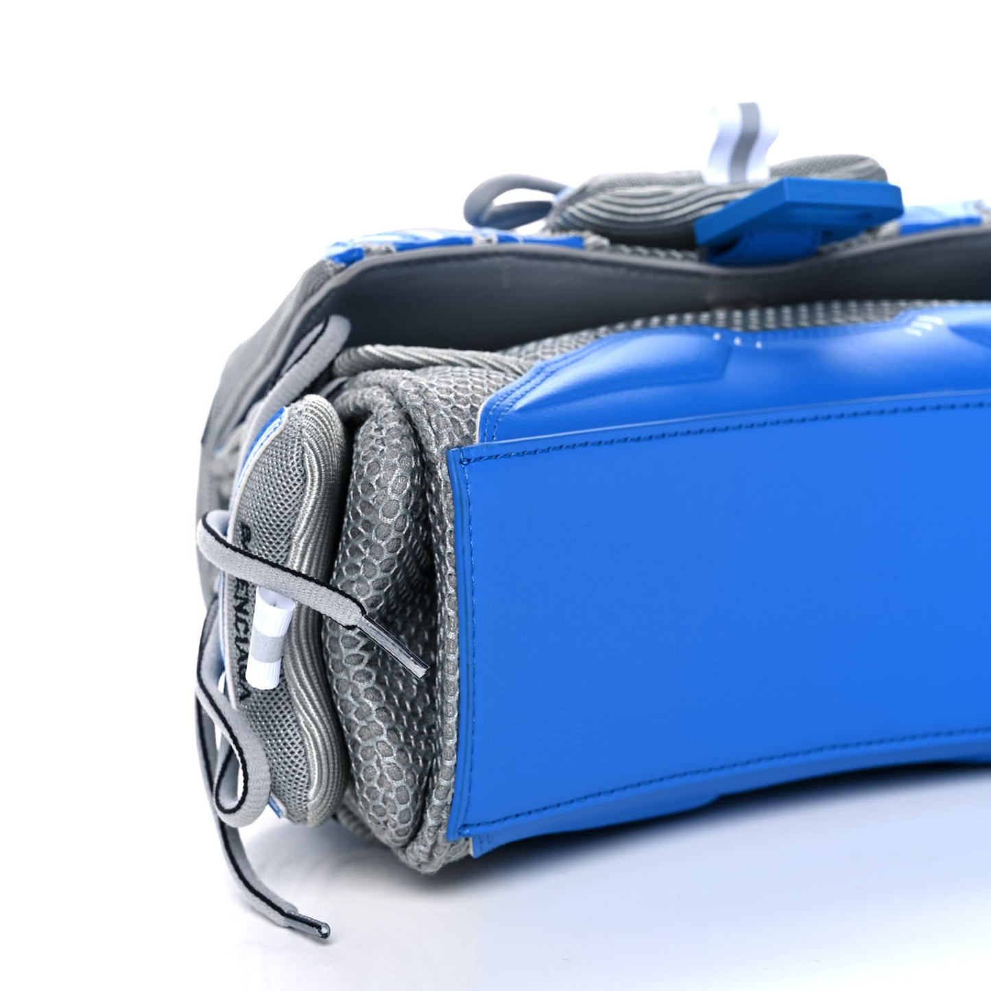 Faux Calfskin Fabric Small Sneakerhead Top Handle Bag Blue Grey