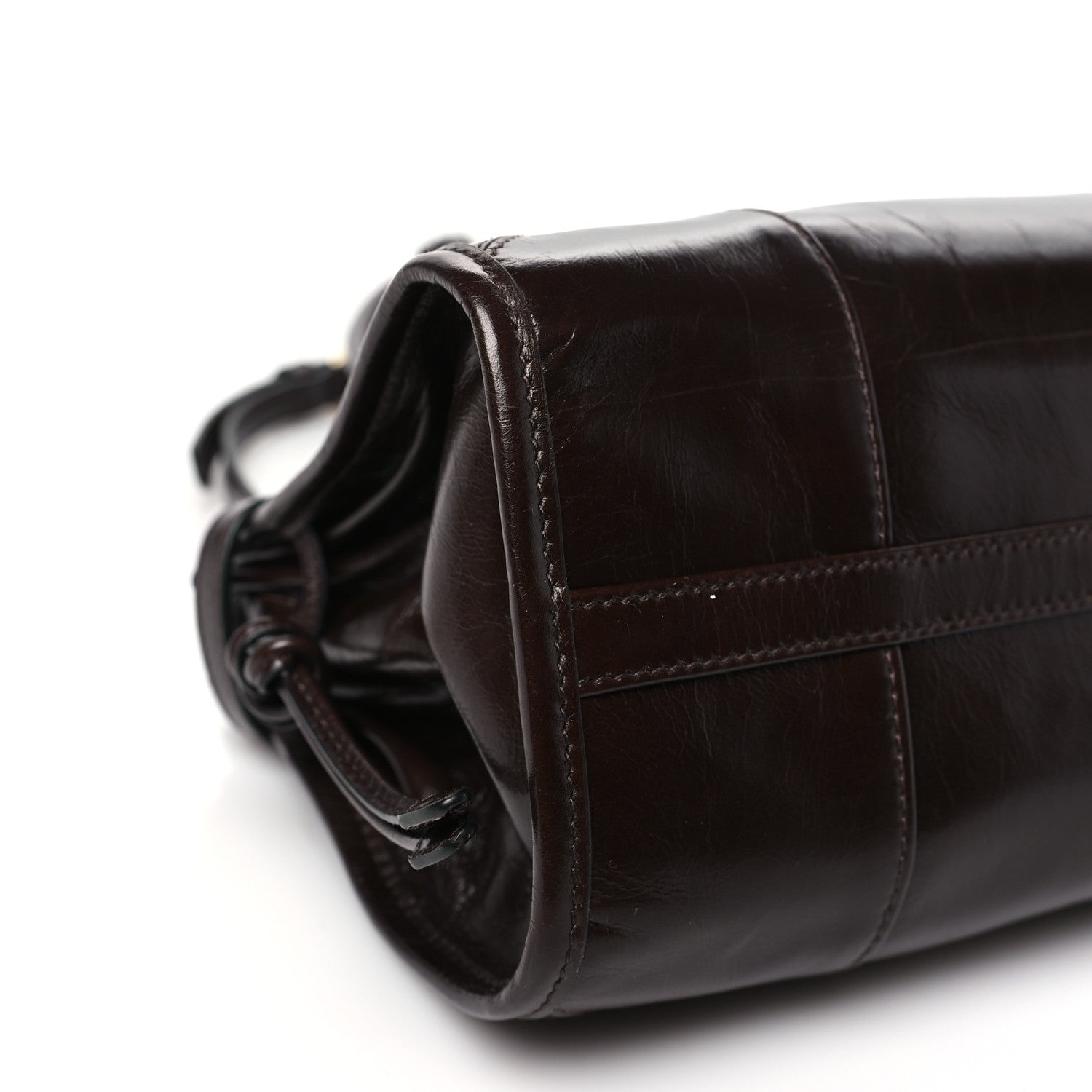 Prada Glossy Calfskin Triangle Medium Bonnie Shoulder Bag Dark Brown 9 of 11